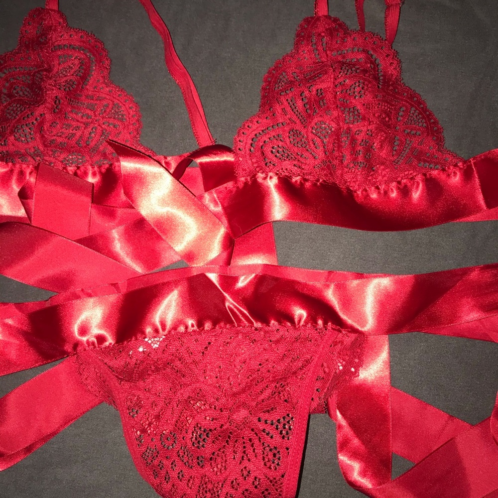 Red Lace up lingerie